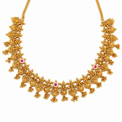 Lakshmi Coin Temple Jewellery Short Necklace Set with Jhumka