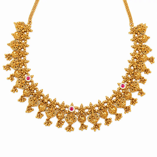 Lakshmi Coin Temple Jewellery Short Necklace Set with Jhumka