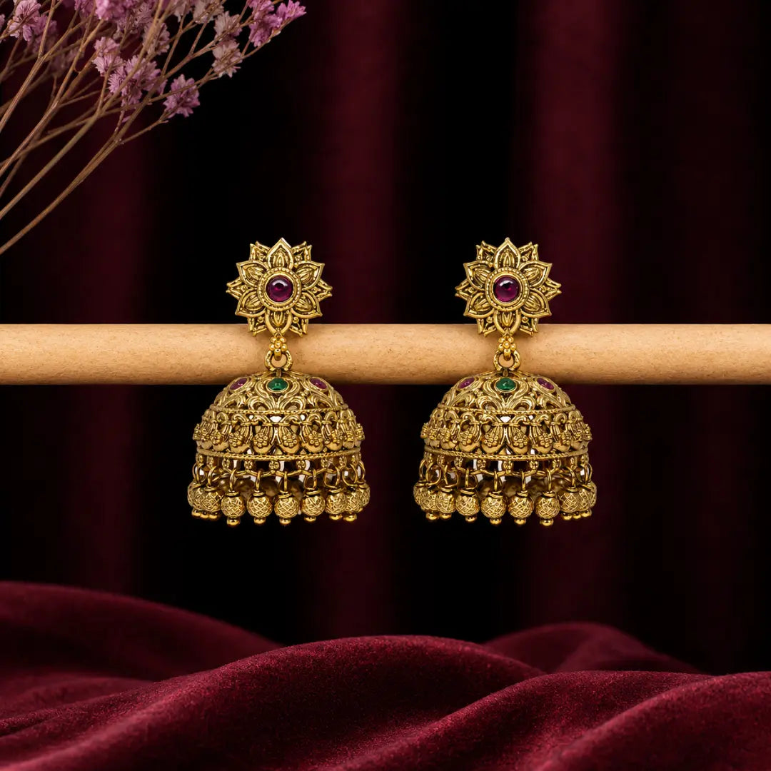 Antique Temple Gold-Plated Jumka R-2180