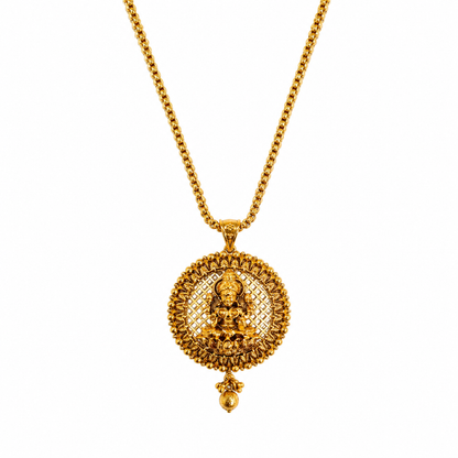 1 Gram Gold Pendant Set | Lakshmi Chain with Matching Earrings
