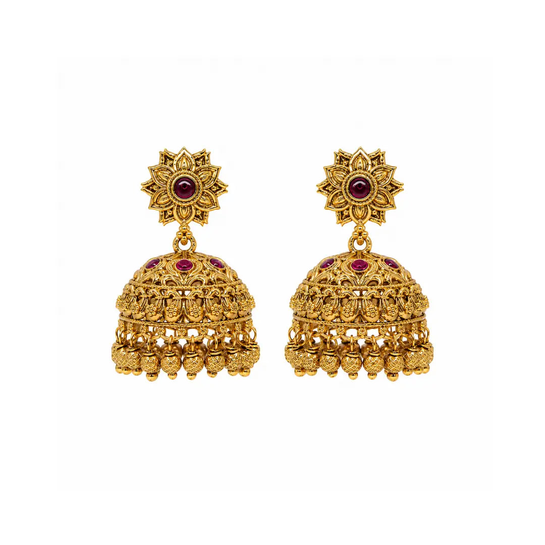 Antique Temple Gold-Plated Jumka R-2180