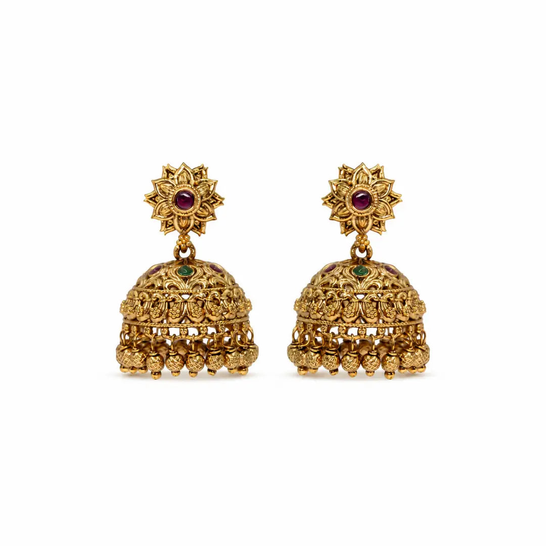Antique Temple Gold-Plated Jumka R-2180