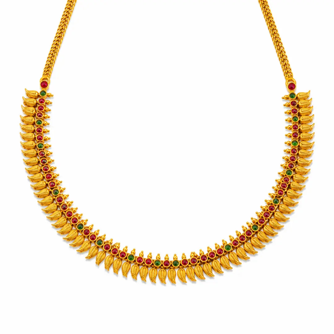 Palasha Haram | Gold-Plated Sacred Flame Flower Temple Necklace Set