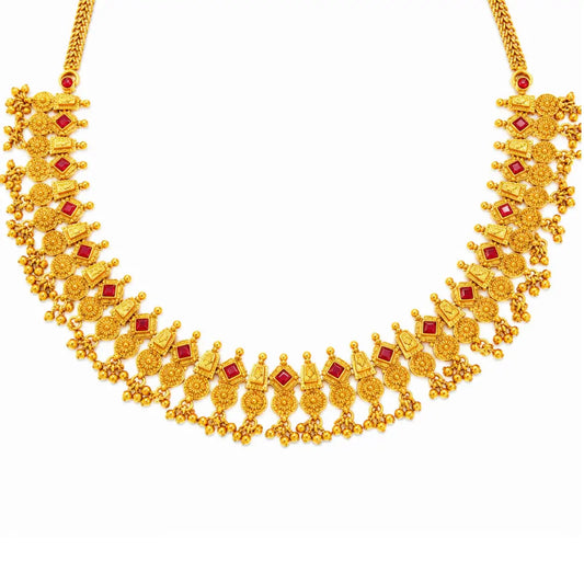 Kalasha Haaram Short Necklace Set | Gold-Plated Temple Jewellery