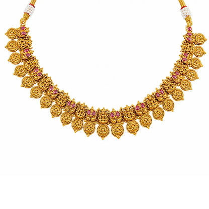 Mangala Dori Temple Jewellery Short Necklace Set with Thread Design