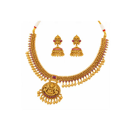 Nandini Kasu Temple Jewellery Short Necklace Set with Coin Design