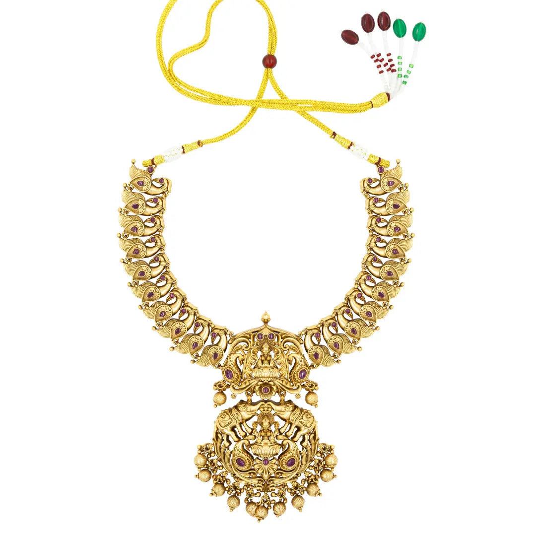 Lakshmi, Peacock-Elephant short necklace Set N-980