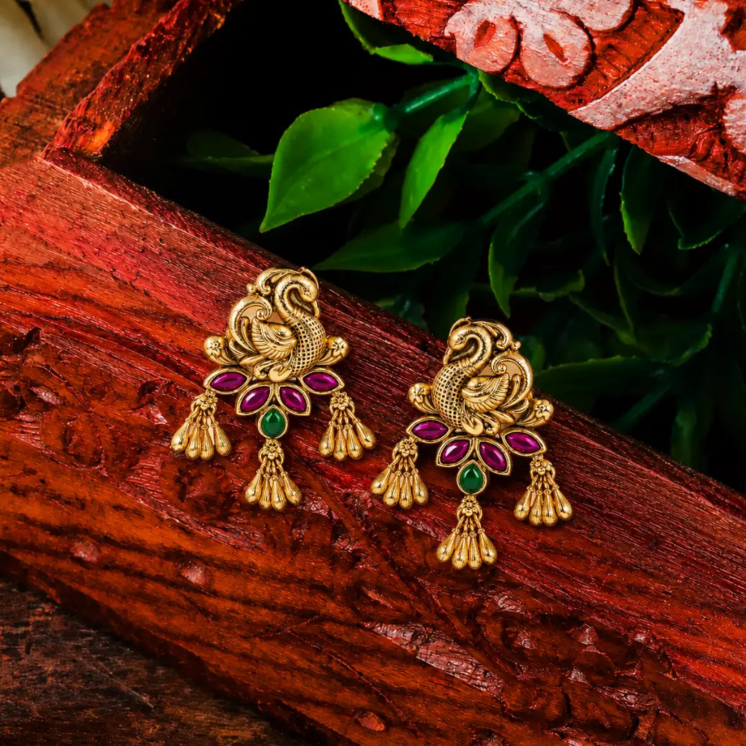 Majestic Peacock Antique Gold-Plated Bali V-1659