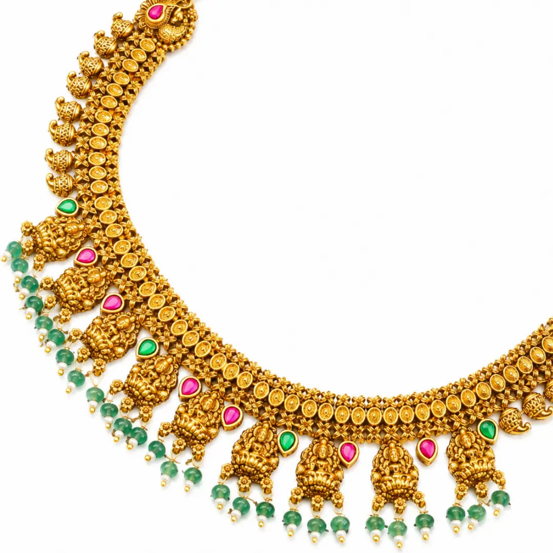 Soundarya Kasu Temple Jewellery Choker Set for Festive & Ethnic Wear J-703