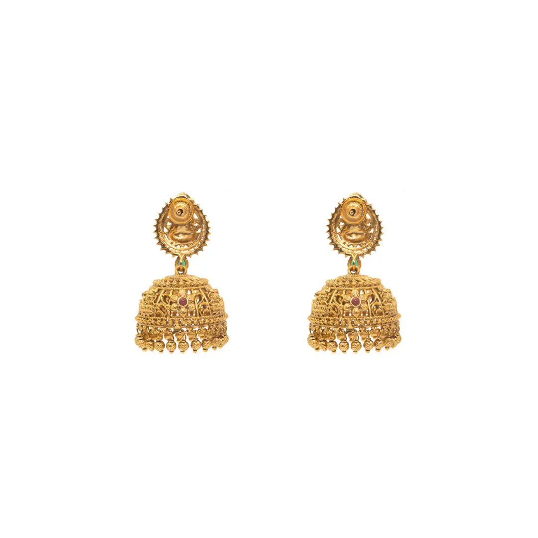 Traditional Temple Jhumka with Laxmi Motif R-2231
