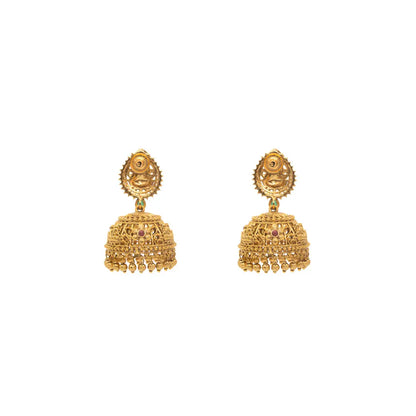 Traditional Temple Jhumka with Laxmi Motif R-2231