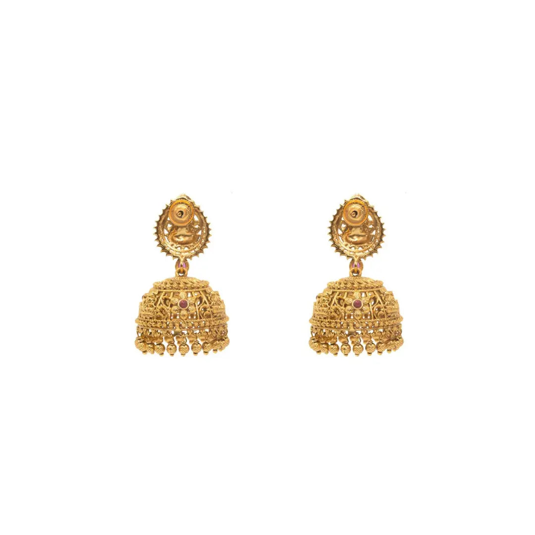 Traditional Temple Jhumka with Laxmi Motif R-2231