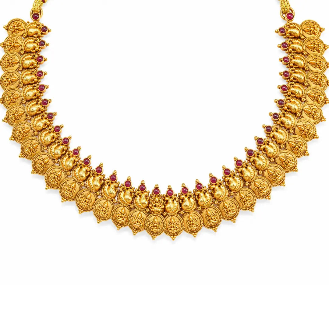 Lakshmi Coin Temple Jewellery Short Necklace Set