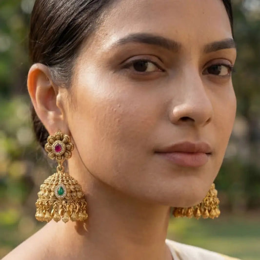 Vaidehi Temple Jhumka – Gold Plated R-1204
