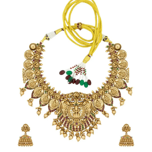 Antique Laxmi Gold-Plated Short Necklace Set K-1314
