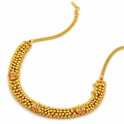 Classic Temple Jewellery Short Necklace Set for South Indian Bridal Wear