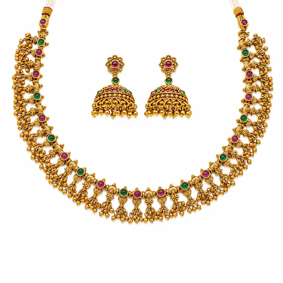 Traditional South Indian Temple Necklace Set K-1787