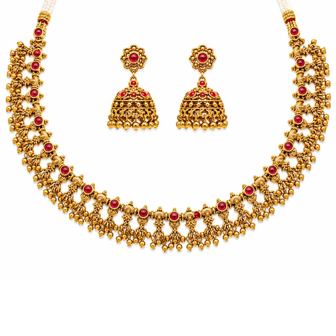Traditional South Indian Temple Necklace Set K-1787