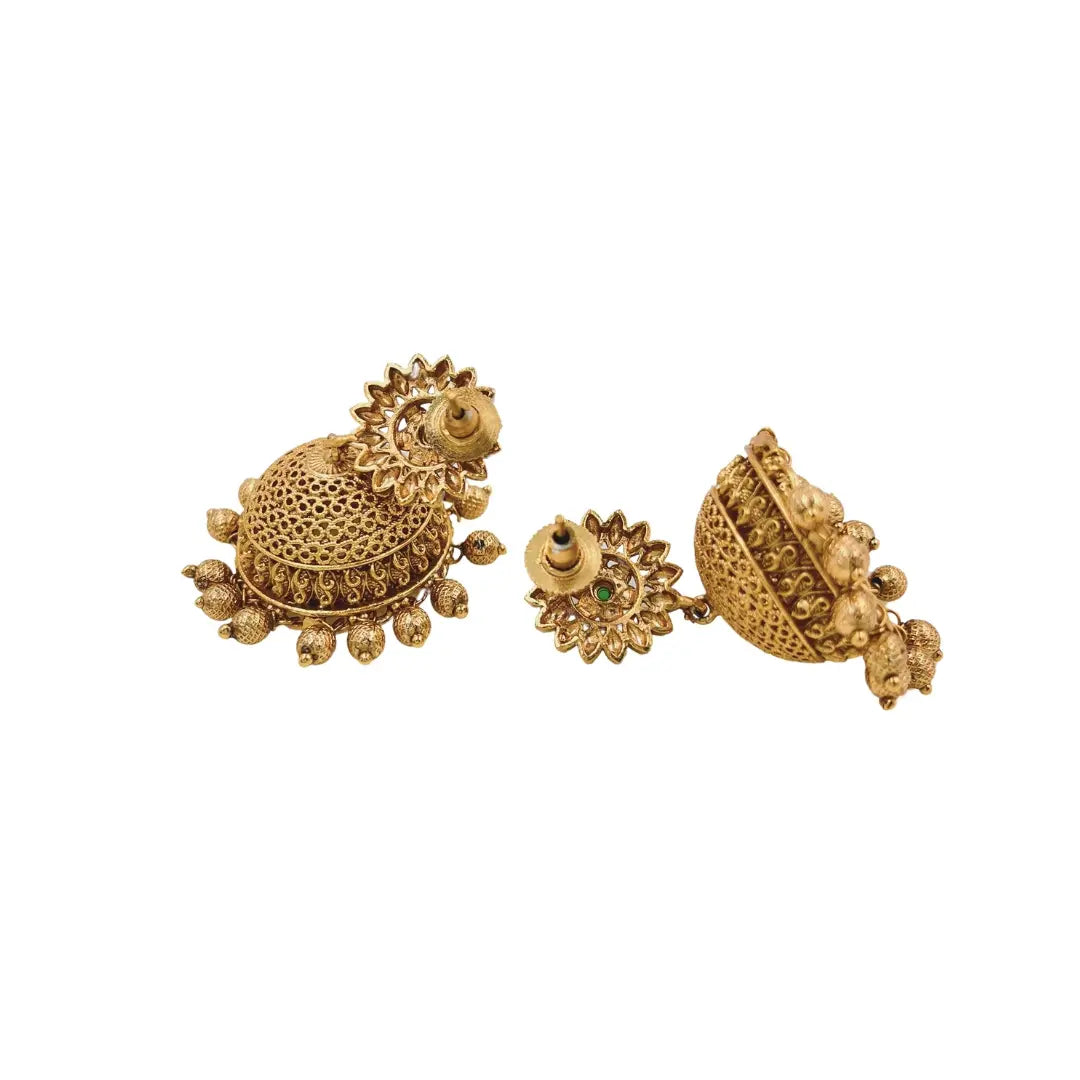 Antique Lotus Glow Jhumka  V-575