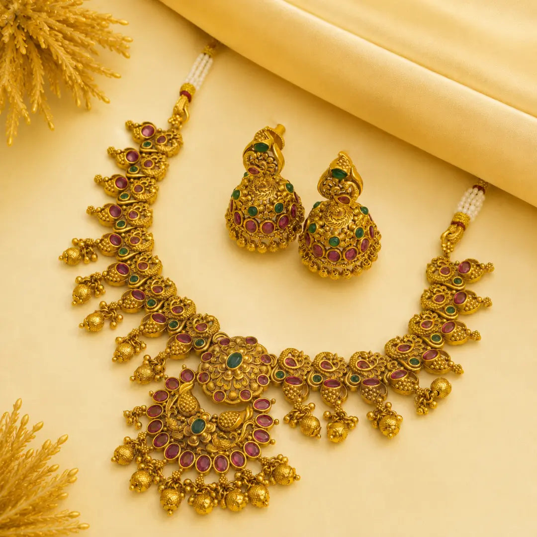Classic Charm Temple Necklace Set  V-874