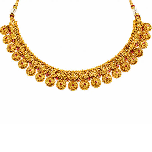 Muthu Kamalam Swarna Haar Short Necklace Set | Gold-Plated Temple
