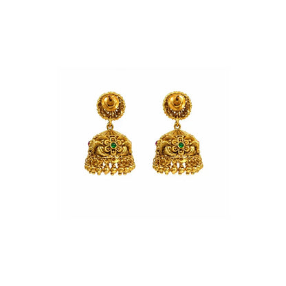 Classic Temple Floral Jhumkas – Gold-Plated Ethnic Earring R-1725