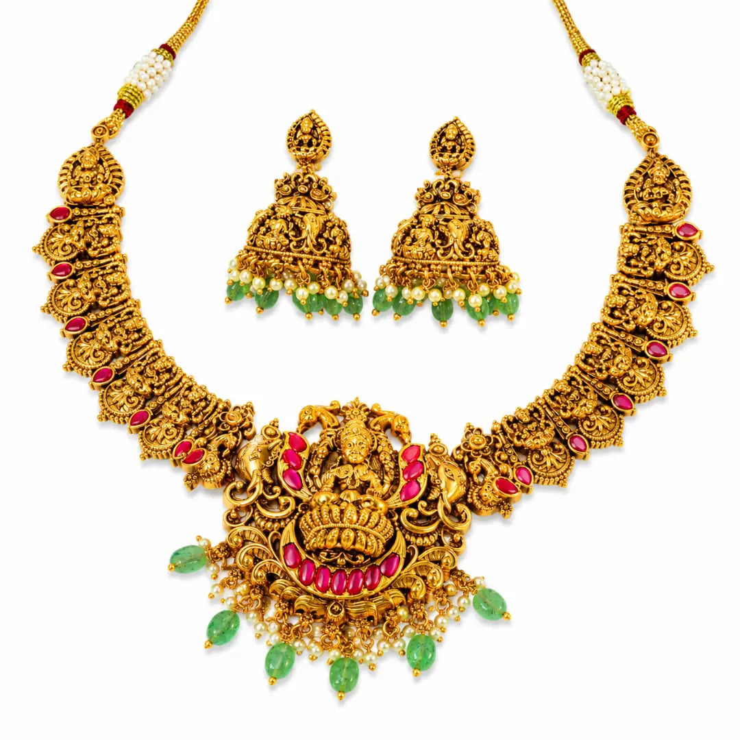 Divine Lakshmi Temple Short Necklace Set J-138