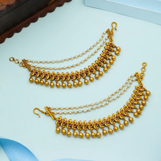 Temple Heritage Gold-Plated Ear Chain V-136