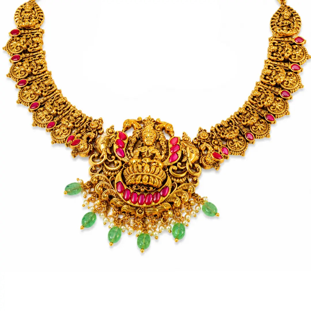 Divine Lakshmi Temple Short Necklace Set J-138