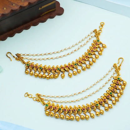 Temple Heritage Gold-Plated Ear Chain V-136
