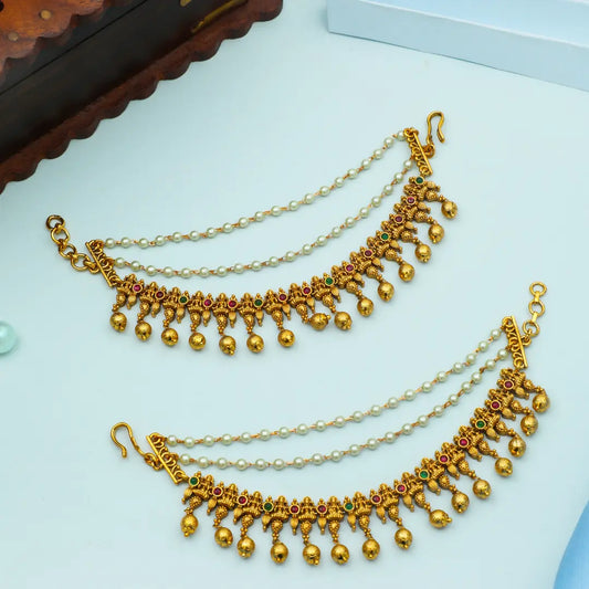 Luxury Bridal Gold-Plated Ear Chain N-746