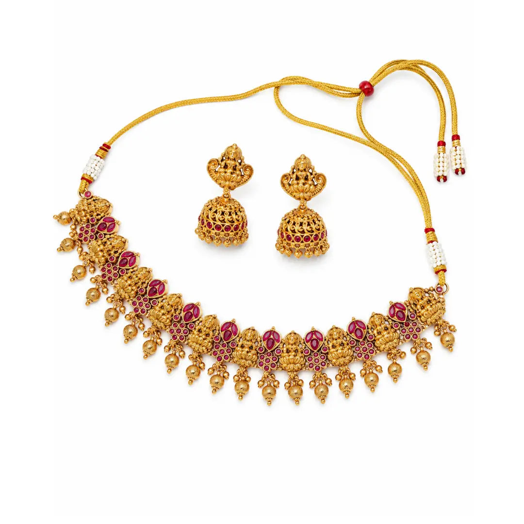 Divine Lakshmi-Flower Chokker Set K-1059