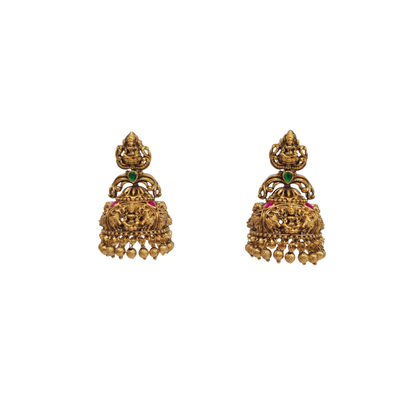 Padmasana Jhumka | Gold-Plated Lotus Temple Earrings for Women J-609