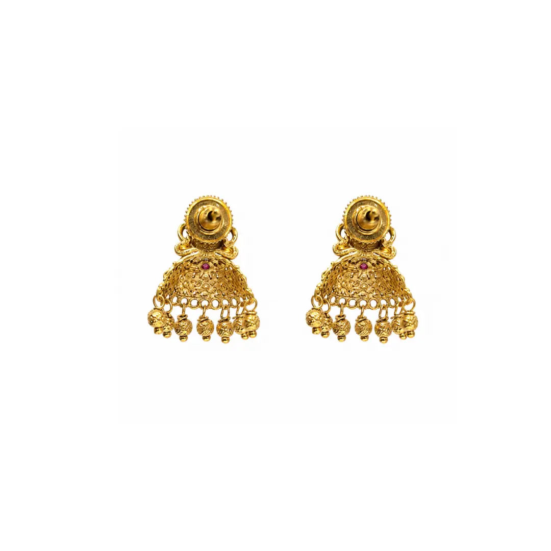 Bridal Temple Jhumkas with Gold-Plated V-2258