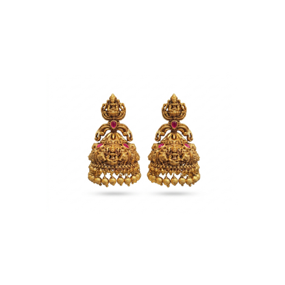 Padmasana Jhumka | Gold-Plated Lotus Temple Earrings for Women J-609