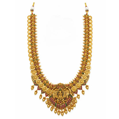 Premium Gold-Plated Laxmi Temple Long Necklace Set K-1315