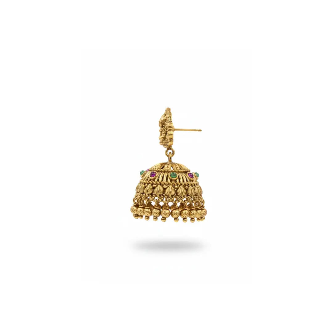Premium Gold-Plated Laxmi Temple Long Necklace Set K-1315