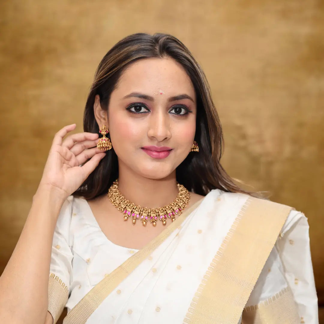 Antique Elegant Temple Necklace Set J-43