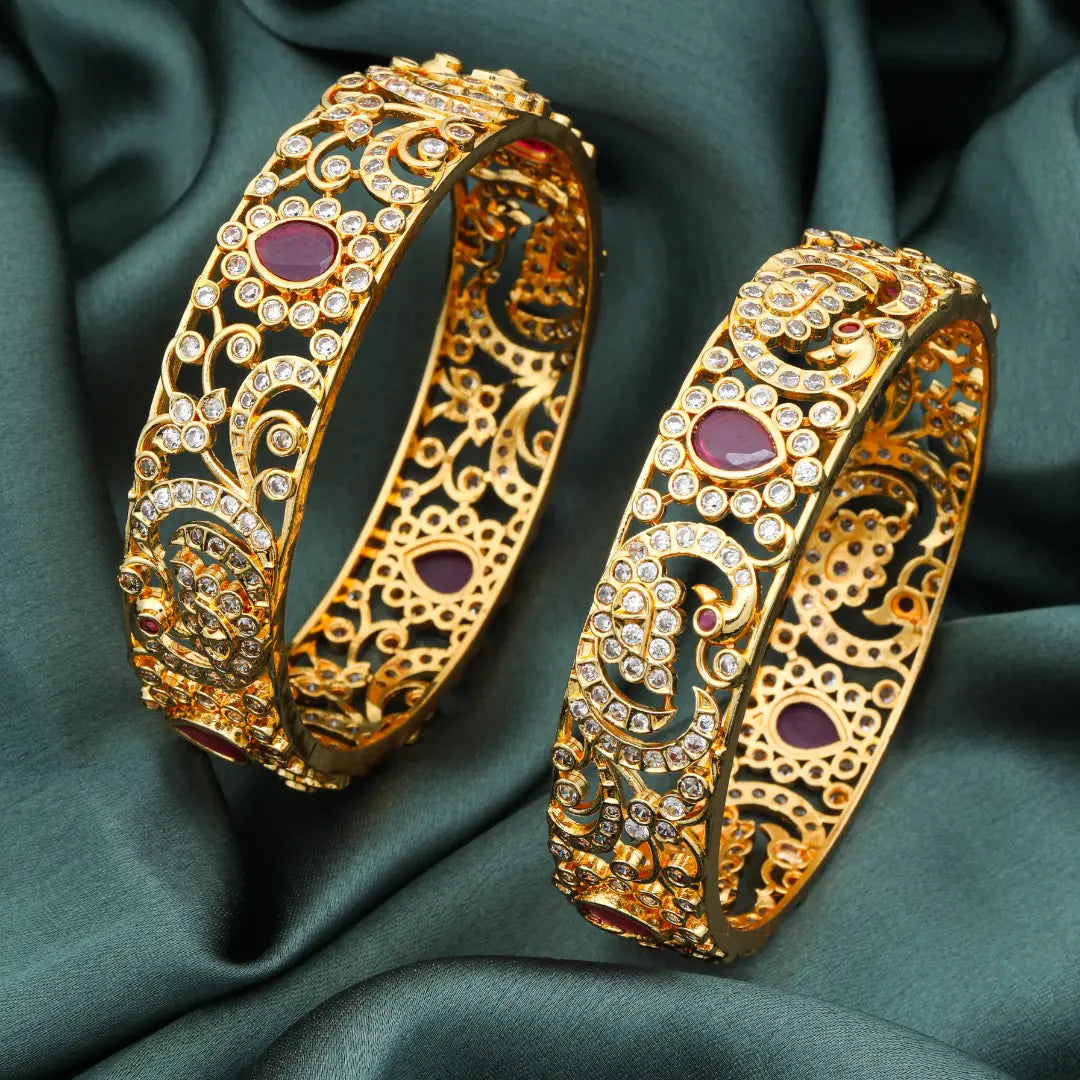 Gold-Plated American Diamond Bangles