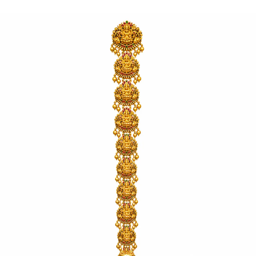 Antique Gold Finish Temple Inspired Lakshmi Hair Choti V-2094