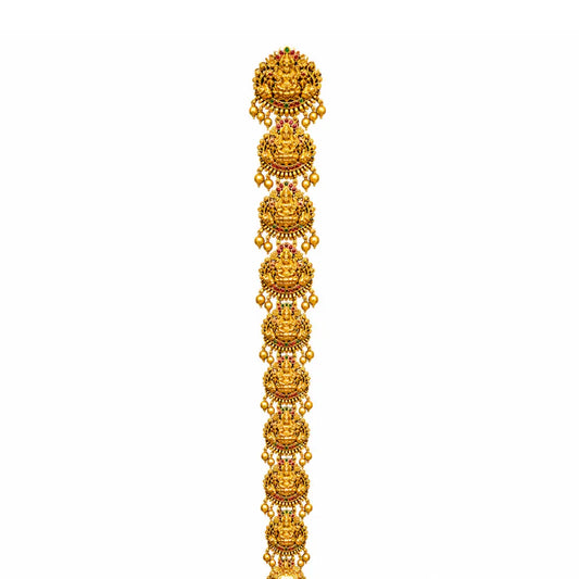 Antique Gold Finish Temple Inspired Lakshmi Hair Choti V-2094