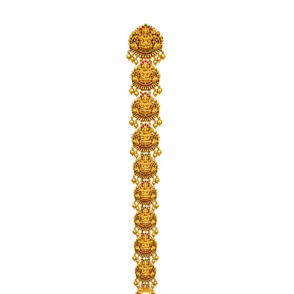 Antique Gold Finish Temple Inspired Lakshmi Hair Choti V-2094