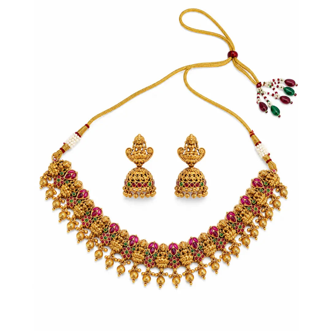 Divine Lakshmi-Flower Chokker Set K-1059
