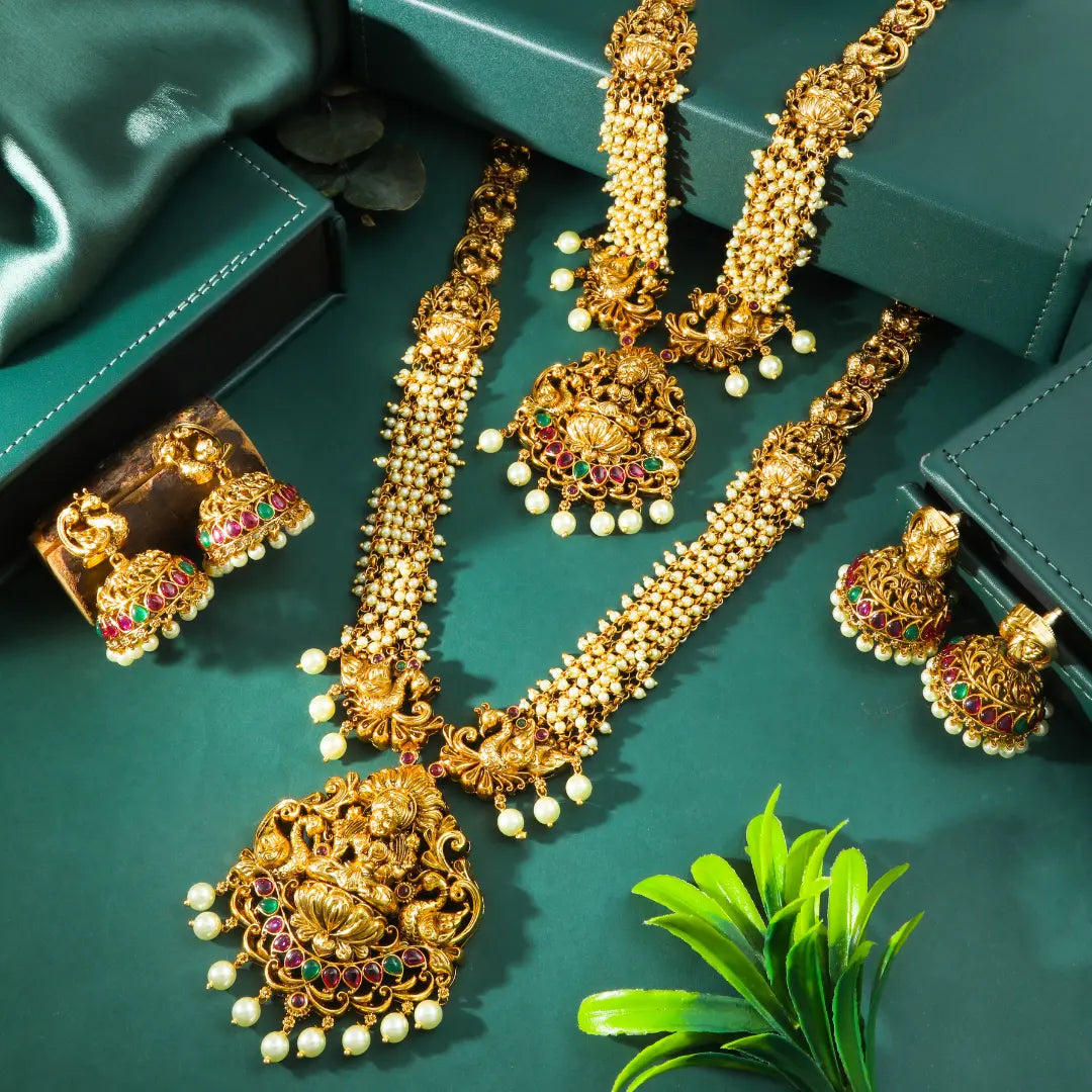 Lakshmi-Peacock Combo Necklace Set K-1601N