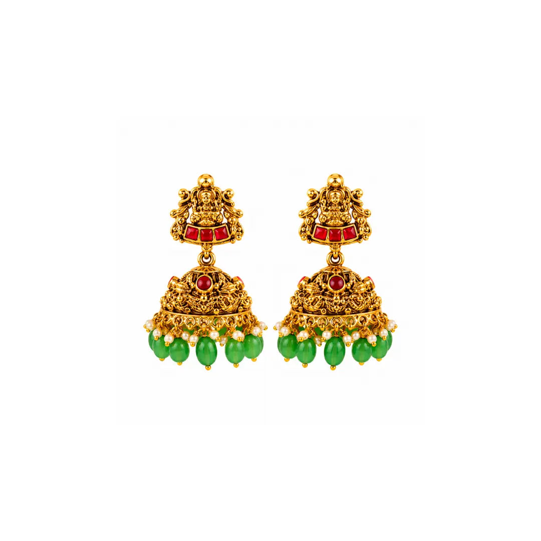 Swarna Kodi Kamalam Haar Long Necklace Set | Gold-Plated Temple Jewellery J-1038