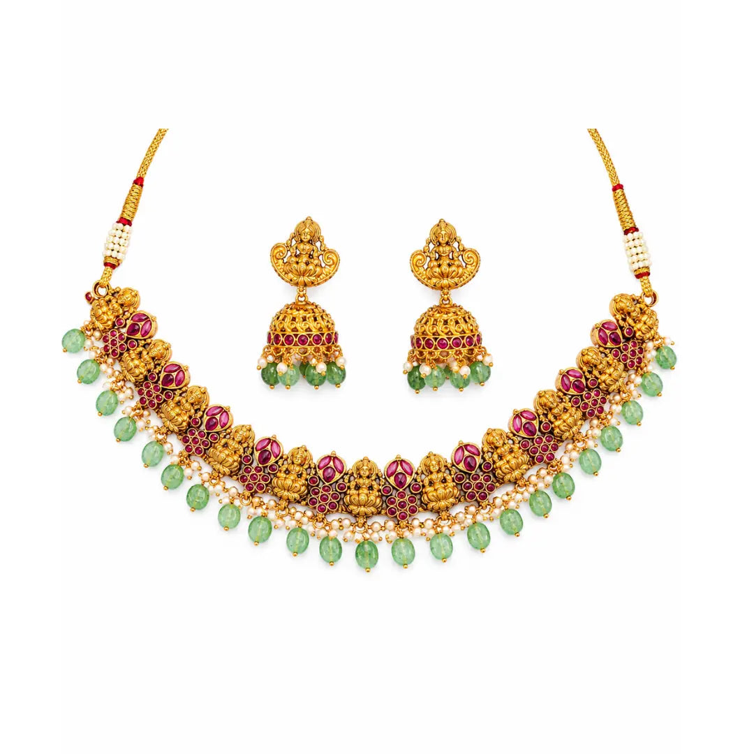 Divine Lakshmi-Flower Chokker Set K-1059