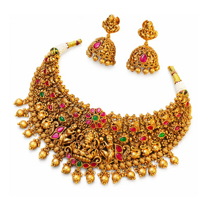 Antique Lakshmi Peacock Temple Choker Set