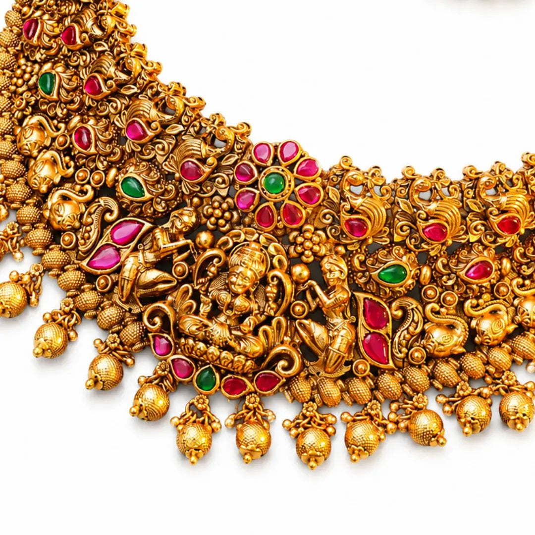 Antique Lakshmi Peacock Temple Choker Set
