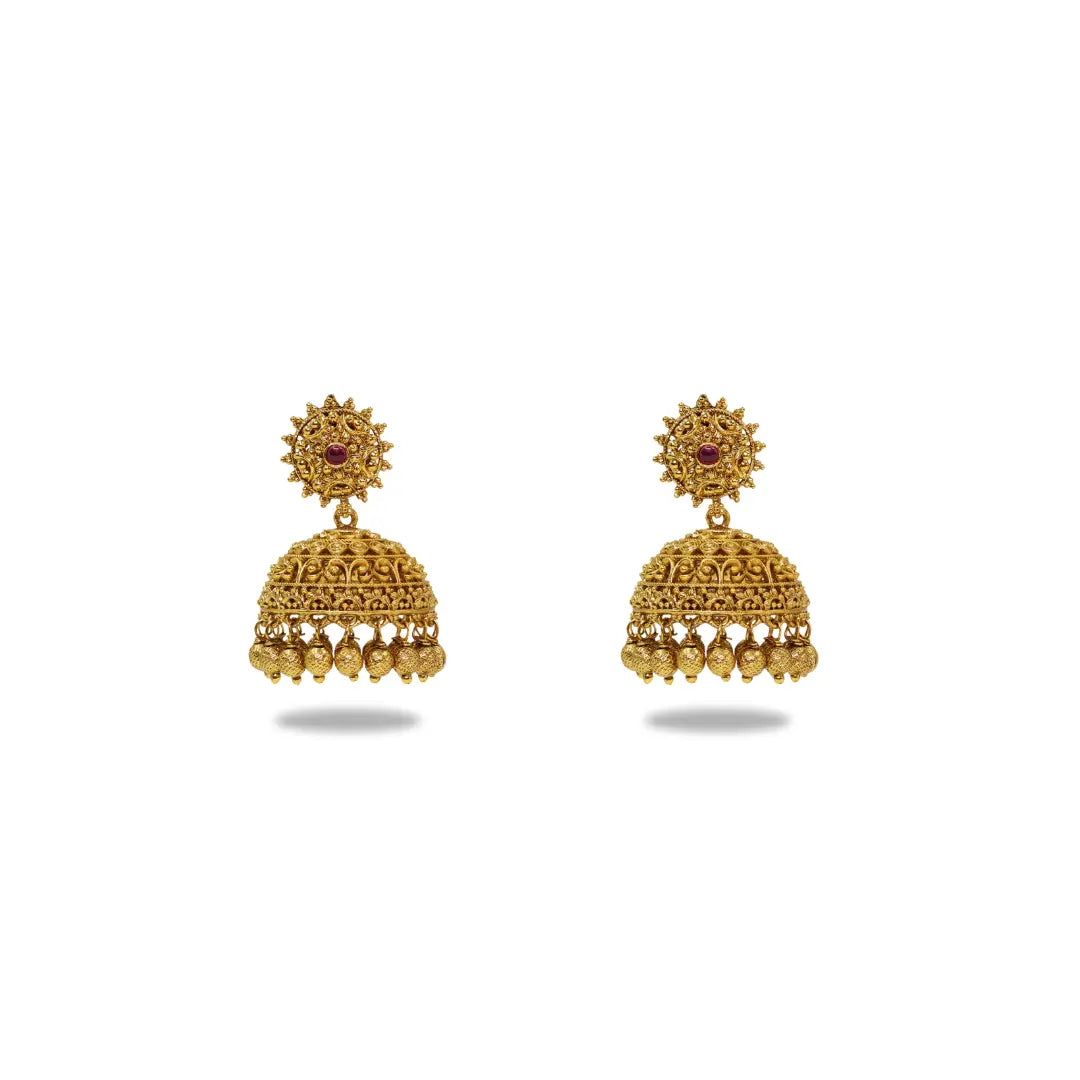 Classic Gold-Plated Temple Jhumka  N-195