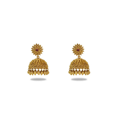 Classic Gold-Plated Temple Jhumka  N-195